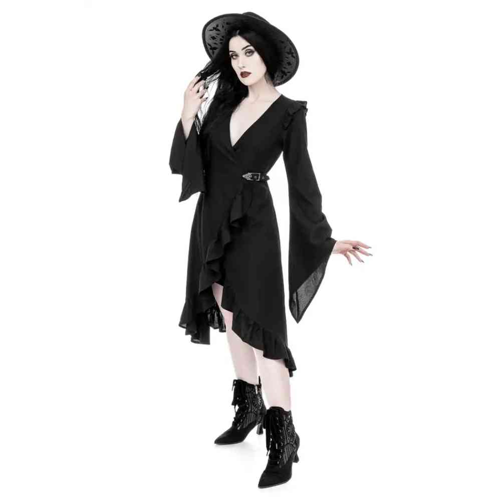 Restyle - Cathedralis Buckle Pikes Wrap dress - Black